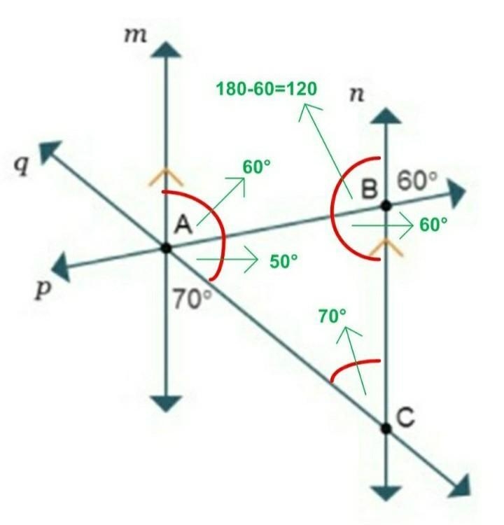 Use the diagram showing m || n, as well as the relationships between interior and-example-1