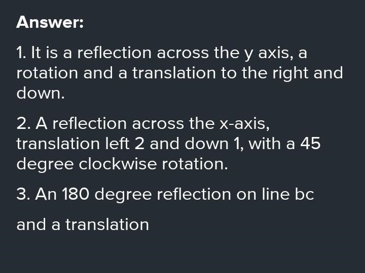 Describe a sequence of translations, rotations, and reflections that takes Polygon-example-1