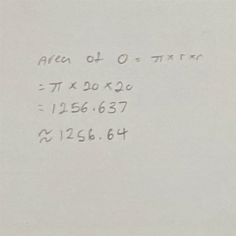 The largest apple pie has radius of 20 feet. What was its area?-example-1