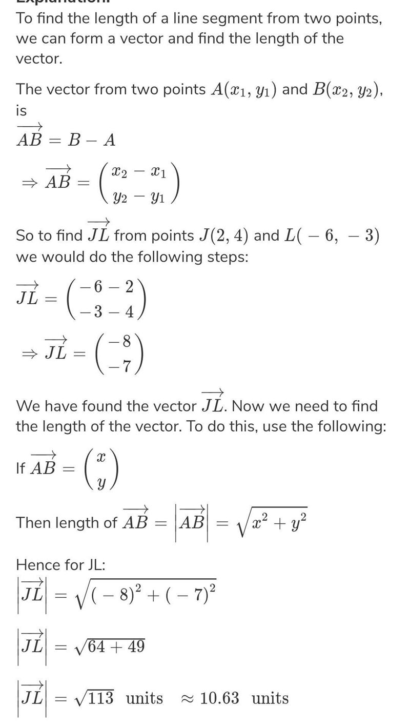 △JKL has vertices at J(−2, 4), K(1, 6), and L(4, 4). Determine whether △JKL is a right-example-1