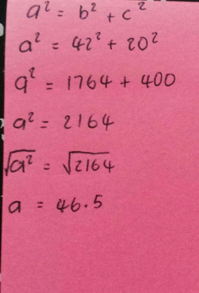 Given: Triangle ABC with AB = 42 and BC = 20. Which of the following are possible-example-1