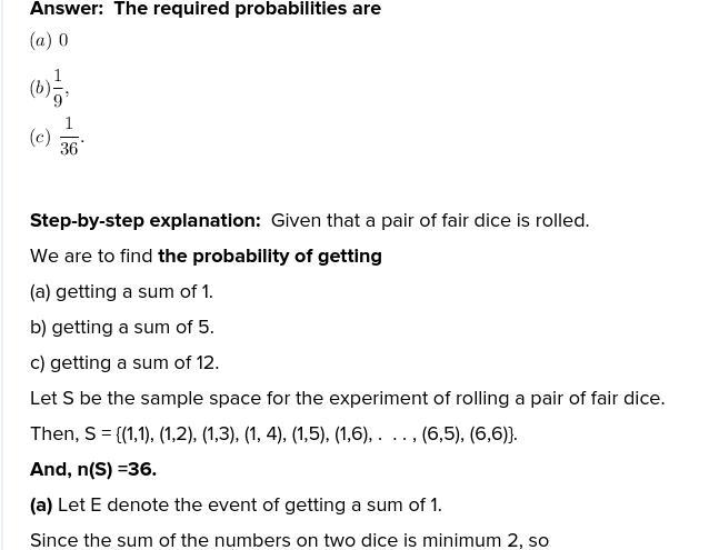 Dice Rolls: If you roll a pair of fair dice, what is the probability of each of the-example-3