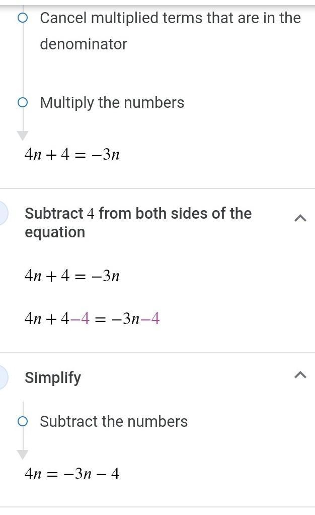 Solve for n. 2/3(1+n)=-1/2n-example-4