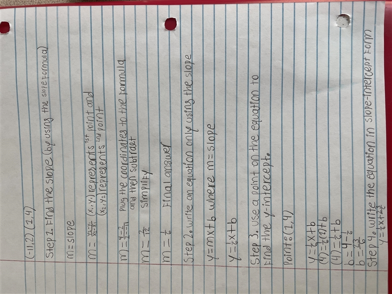 2. Find the equation of the line in slope-intercept form that contains the points-example-1