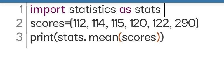 The bowling scores for six people are 112, 114, 115, 120, 122, 290. What si the most-example-1