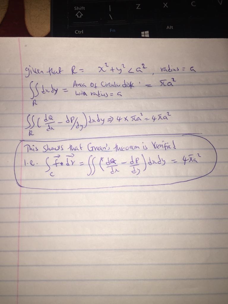 Verify the conclusion of Green's Theorem by evaluating both sides of the equation-example-2