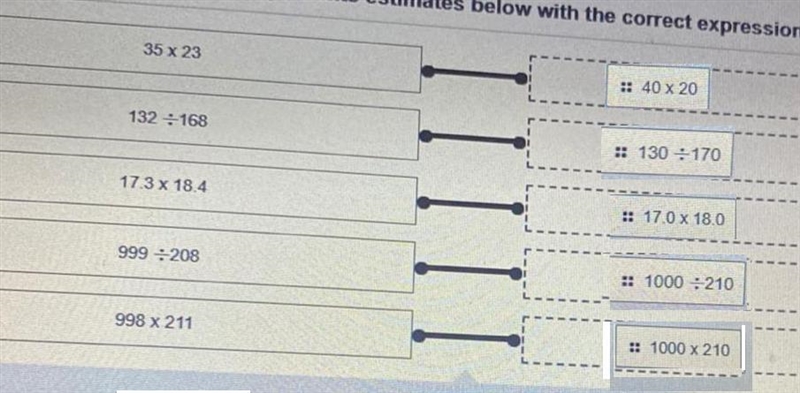 Directions: Match the product and quotients estimates below with the correct expression-example-1