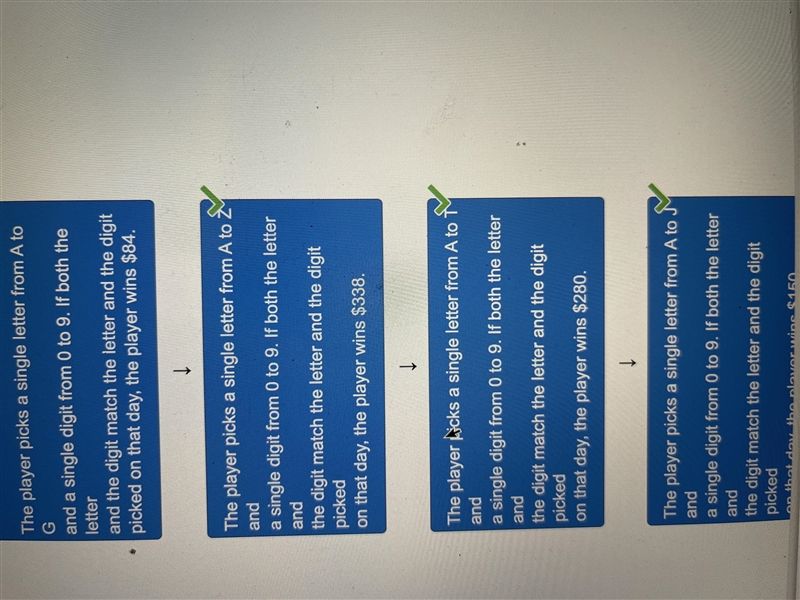 Drag each tile to the correct box. Tickets for all of the described charity raffles-example-1