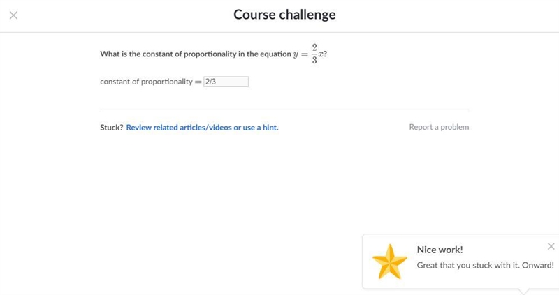 What is the constant of proportionality in the equation y=2/3x-example-1