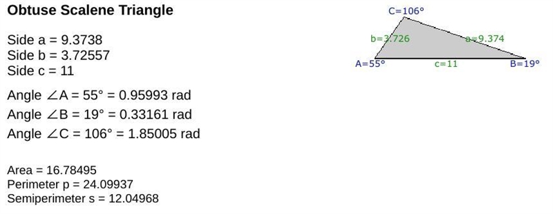 In ABC, M2A = 55°, c = 11, and m2B = 19º. Find the perimeter of the triangle.-example-1