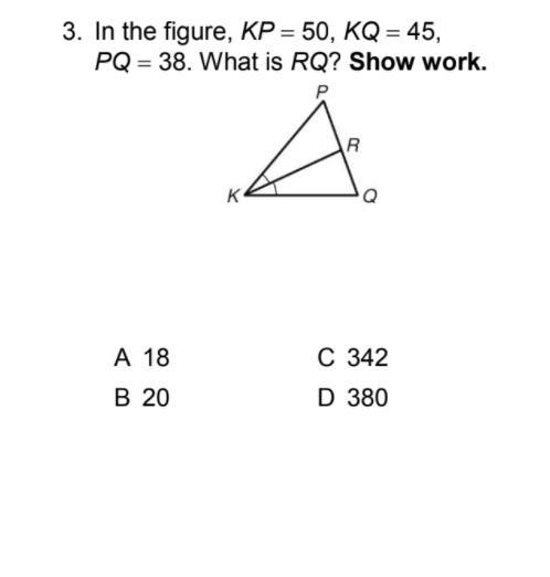 In the figure, KP = 50, KQ = 45, PQ = 38. What is RQ?​-example-1