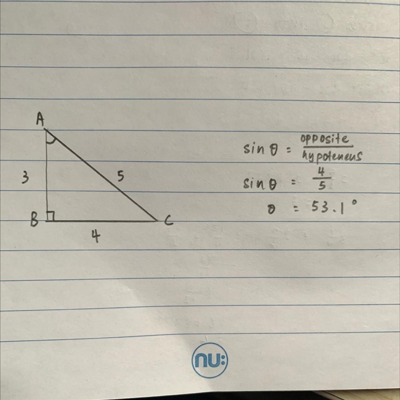 Given ABC with B = 90 and sides AB=3 BC=4 and AC=5. What is side A-example-1