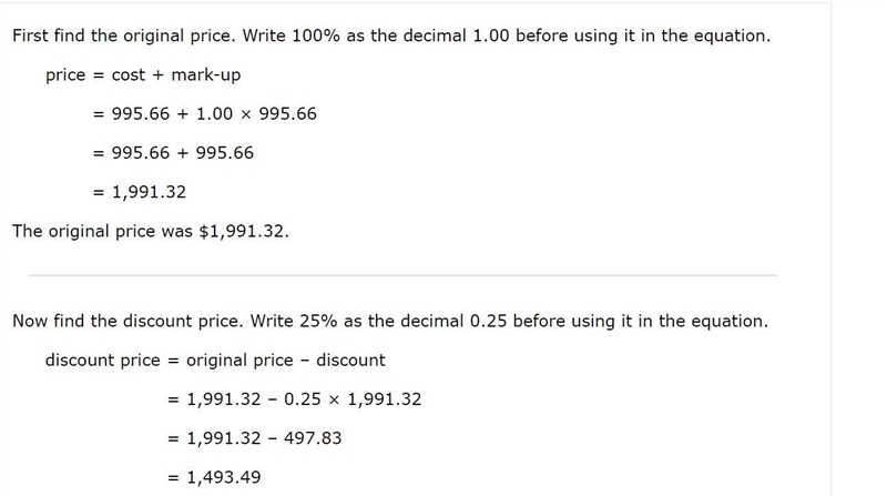 A garden store bought a fountain at a cost of $995.66 and marked it up 100%. Later-example-1