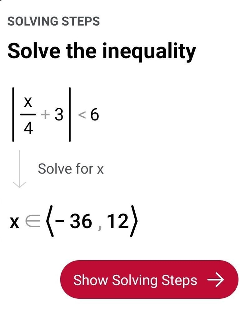 Solve for the following equation for x. l x/4 + 3 l < 6-example-1