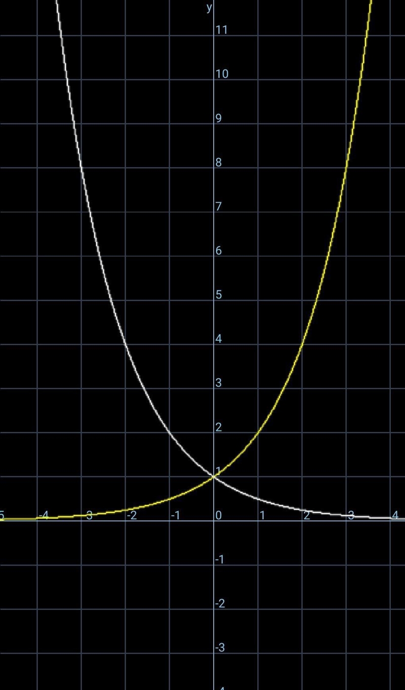 y = 2 {}^(x) and \: y \: = 2 - {}^(x) graph each group of function in one plane describe-example-1