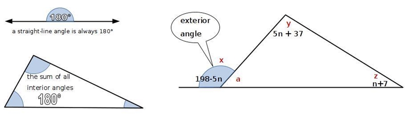 Find the measure of the remote exterior angle. (Angles above)-example-1