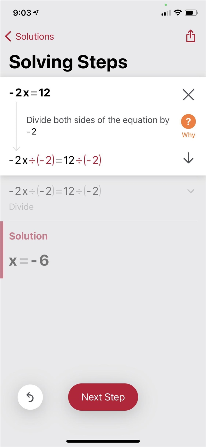 Which could be used to solve the equation? -2x = 12 ​-example-1