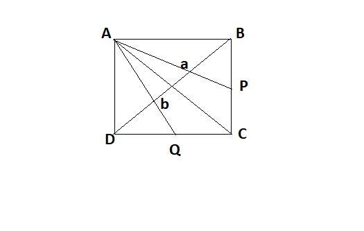 2. ABCD is a square and P, Q are the midpoints of BC, CD respectively. If AP = a and-example-1