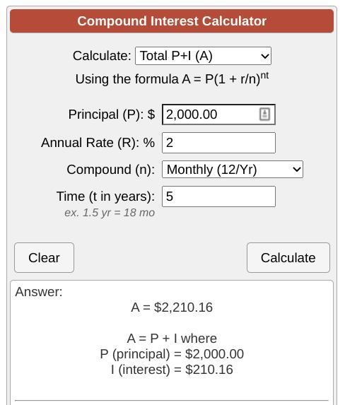 If you deposit $2,000 into an account that pays 2% annual interest compounded monthly-example-1