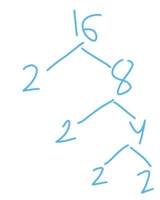 Express 16 number as the product of the prime factor by the factor-tree method.​-example-1