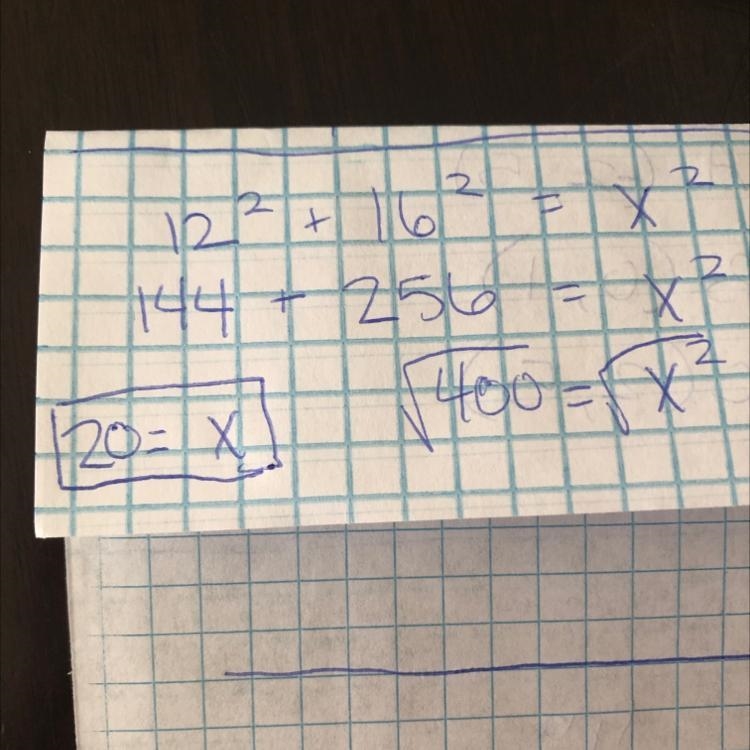 For the following right triangle, find the side length x.-example-1