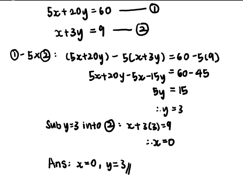 Find the solution to the system of equations given below using elimination by addition-example-1