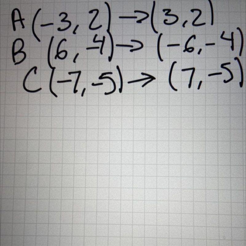 Write the ordered pairs when rotated 90 clockwise around the origin A (2,-3) B (-4,6) C-example-1