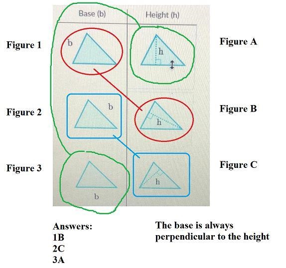 Match the base to the corresponding height. Base (b) Height (h) b b h b-example-1