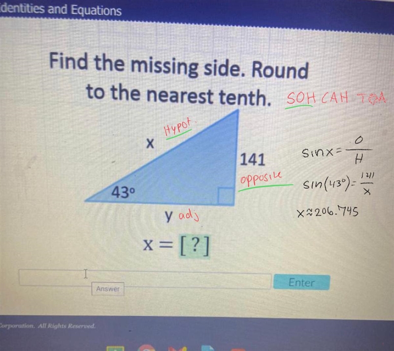 Find the missing side. Round to the nearest tenth.-example-1