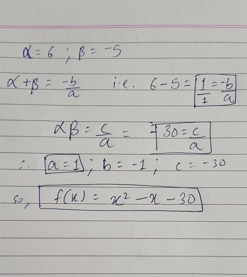 Write a quadratic function f whose zeros are 6 and -5 .-example-1