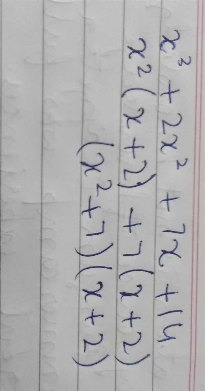 Use the grouping method to factor this polynomial. x3 + 2x2 +7x+14 ANSWER ASAP!-example-1