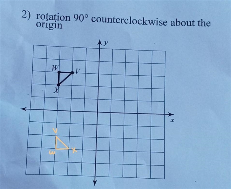 Rotation 90 degrees counterclockwise about the origin​-example-1