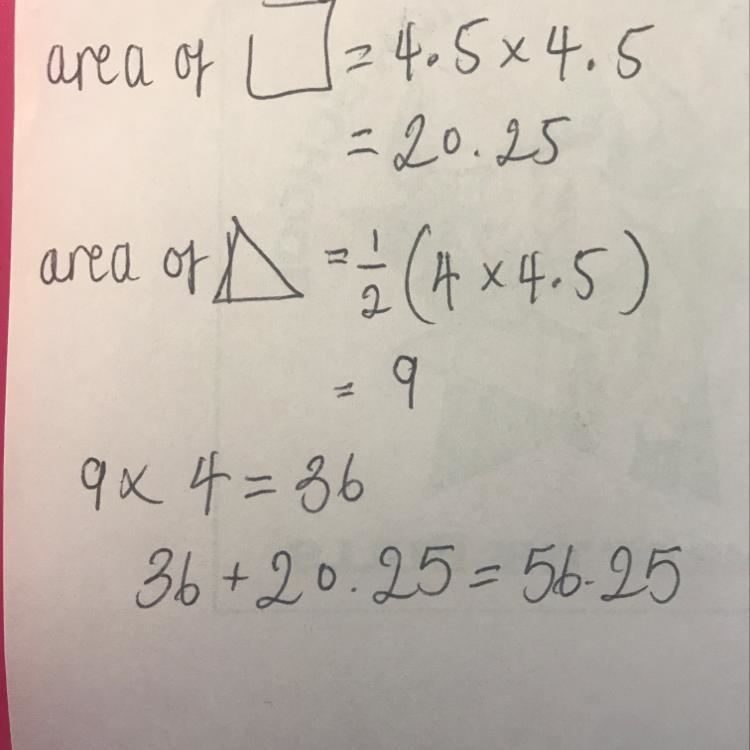 Find the surface area of the regular pyramid. 4 m 4. m m2 Pls help-example-1