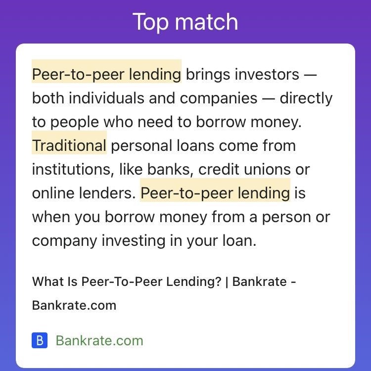 In what ways do peer-to-peer lending and traditional lending differ?-example-1