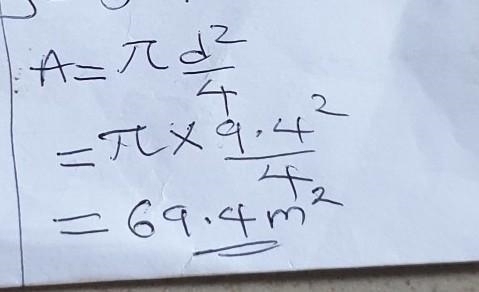 Find the area of a circle with diameter, d = 9.4m. Give your answer rounded to 1 DP-example-1