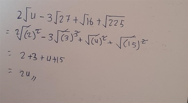 The value of 2√4-3√27+√16+√225 is​-example-1