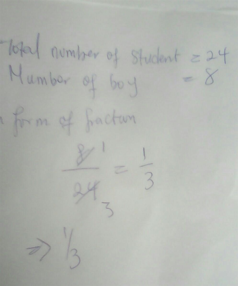 There are 24 students in a class. 8 of the students are boys. Write th amount of the-example-1