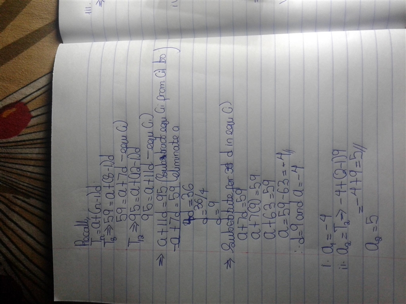 Write the first five terms of the arithmetic sequence. Please show work. Scam answers-example-1