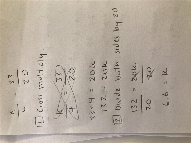 Solve the following proportion: k/4=33/20-example-1