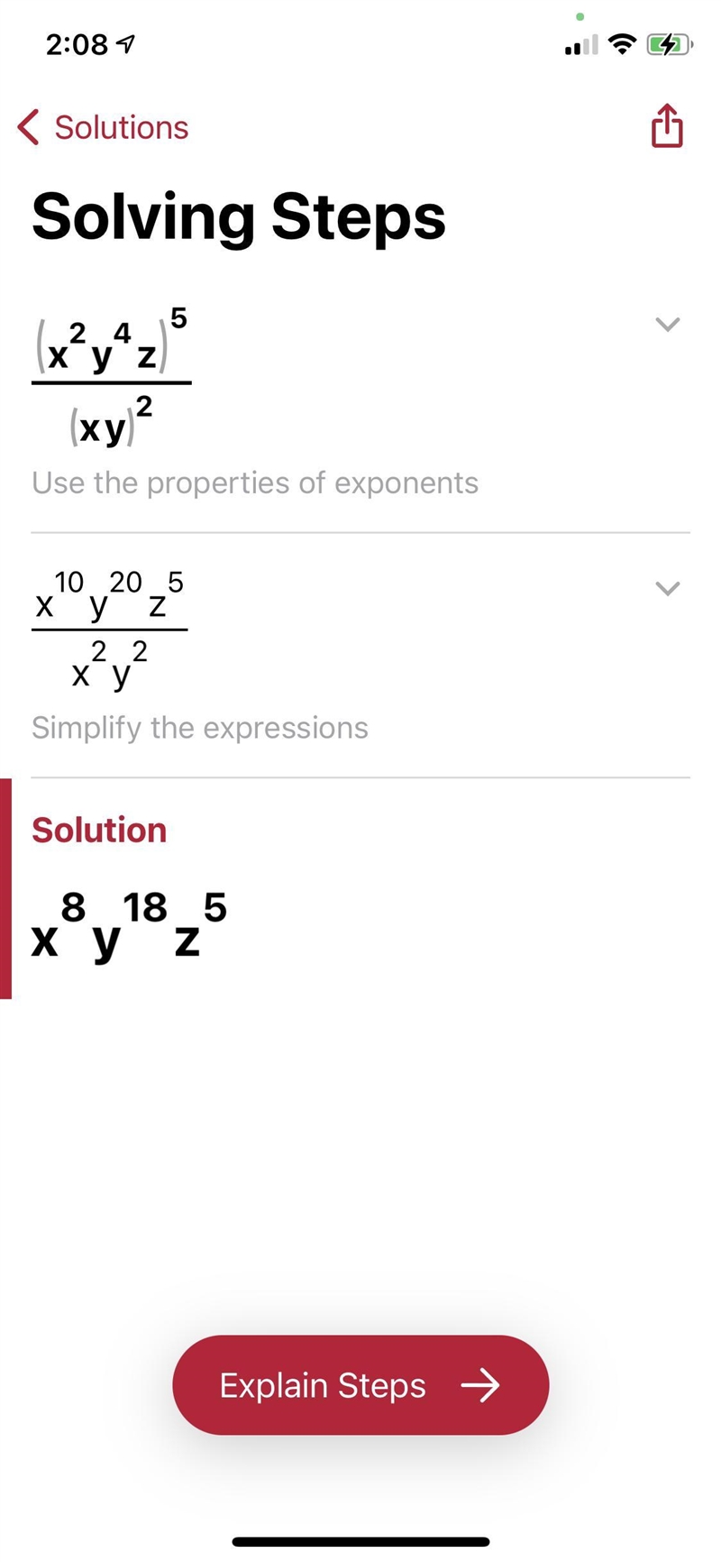 PLEASE HELP Simplify an expression (X2y4z)5/ (Xy)2-example-1