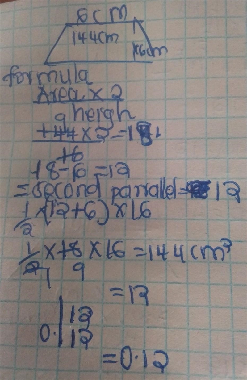 The area of a trapezoid is 144cm2. The height is 16cm and the length of one of the-example-1