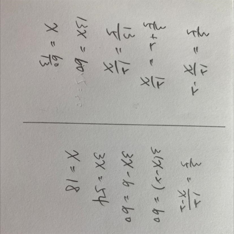 Which of the following equations is equivalent to 3/5=12/x-2?-example-1