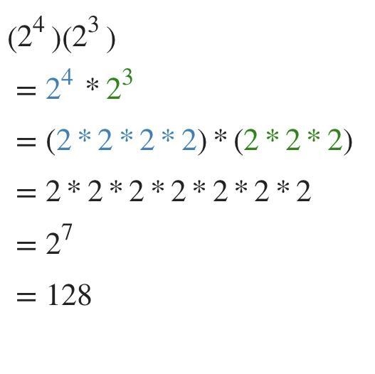 Which expression is equivalent to the expression below? 2^4 2^3-example-1