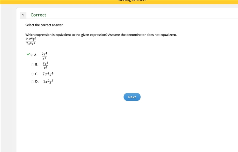 Select the correct answer. Which expression is equivalent to the given expression-example-1