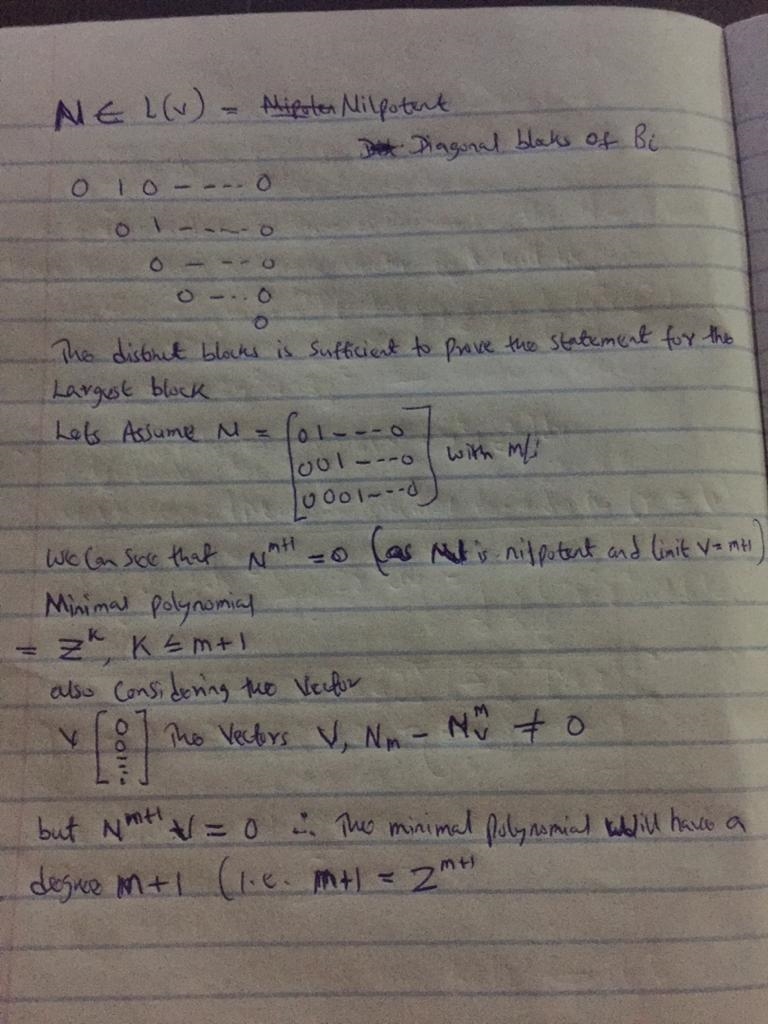 Suppose N in L(V) is nilpotent. Prove that the minimal polynomial fo N is z^m+1, where-example-2