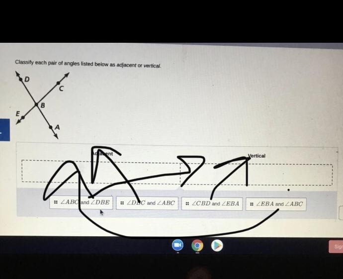 Can someone PLEASE HELP FOR 15 POINTS! (Classify each pair of angles listed below-example-1