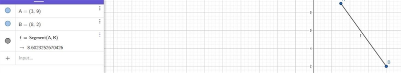 Bailee plots two points on the coordinate grid. She put point J at (3,9) and (8,2)-example-1