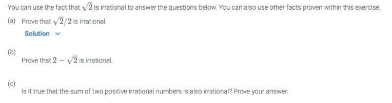 You can use the fact that is irrational to answer the questions below. You can also-example-1