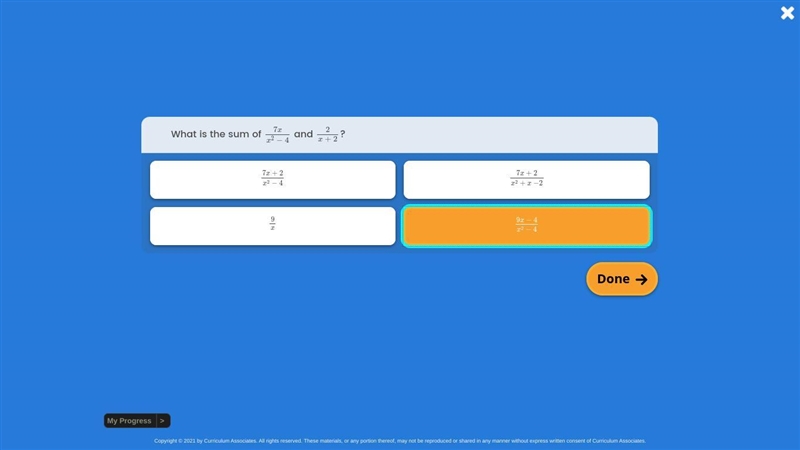 What is the sum of 7x/(x^2-4) and 2/(x+2)​-example-1