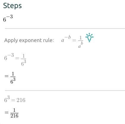 Evaluate the following expression. 6^-3-example-1